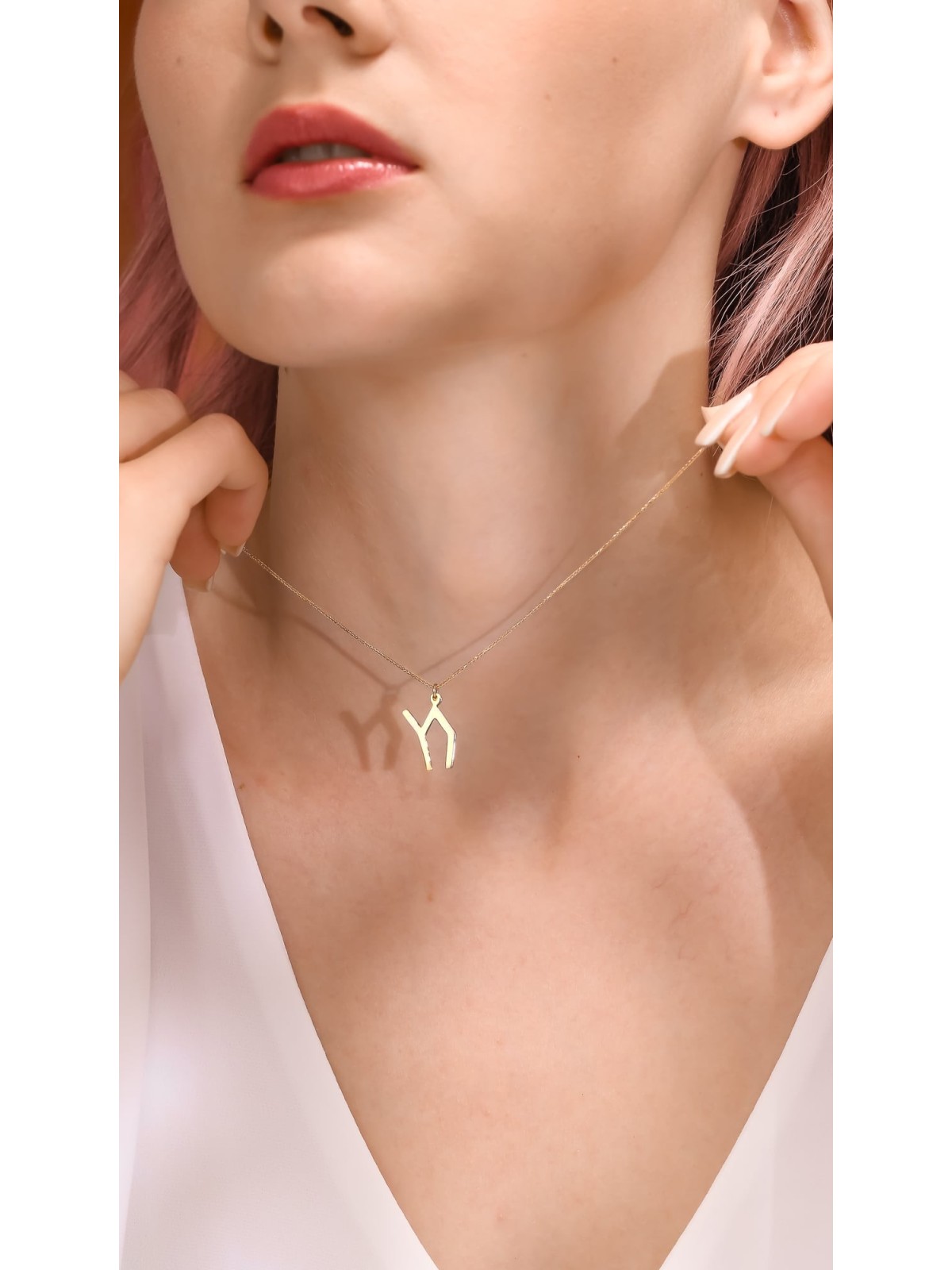 תליון צ'אי מכסף סטרלינג מודרני מינימליסטי Nec, Chai Jewelry, Is